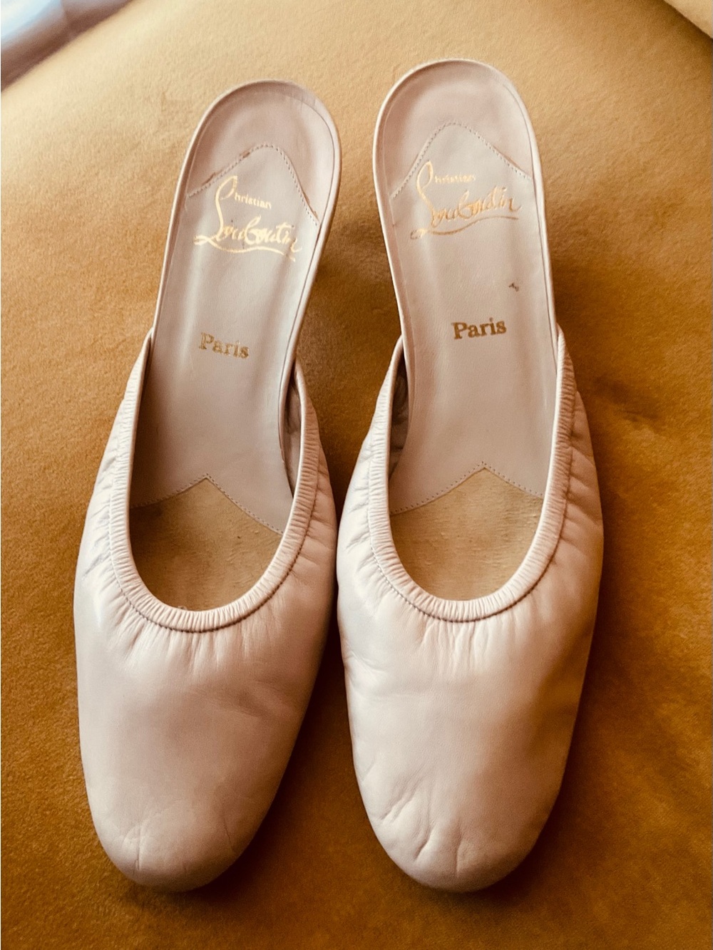 Christian Louboutin Nude Leather Slip-On Mules